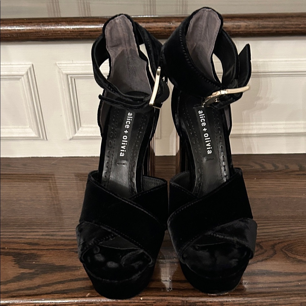 Alice + Olivia Black Velvet Heels